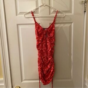 SHEIN Red Pink Patterned Mini Dress XS